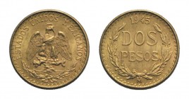 Mexico, AV 2 Pesos 1945, Mexico City (13mm, 1.67g, 6h). KM 461. EF