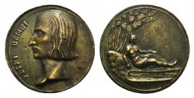 Italy, Pietro Bembo (1470-1457). Æ Medal (38mm), by Valerio Belli. PETRI BEMBI, Head left. R/ Figure reclining left. VF