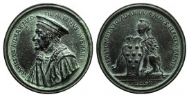 Chiarissimo Medici (c. 1331-1388). Æ Medal 1739 (83mm), by Antonio Francesco Selvi (1679-1753). D. CLARISS. DE. AVERAR. MED. FIL. ALTERIVS. AVERAR. P....