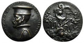 Ser Ristoro di Iacopo de Priori. Æ Medal 1392 (85mm), by Fabio Fabbi (1861-1946) casting of the XX century. SERRISTORO DI SER IACOPO DE PRIORI MCCCXCI...