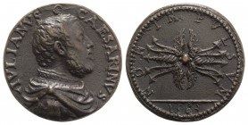 Giuliano Cesarini (1491-1566). Æ Medal 1563 (40mm). IVLIANVS CAESARINVS, Bust r. R/ NON IMPVLSVM 1563, Winged thunderbolt. Arm. III, p. 265. Later cas...
