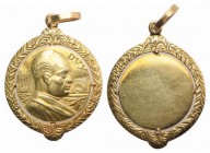 Italy, Benito Mussolini. Undated Fascist Medal (36mm, 14.98g). DVX, Bust of Mussolini r. R/ Blank. Mounted for jewelry, Good VF