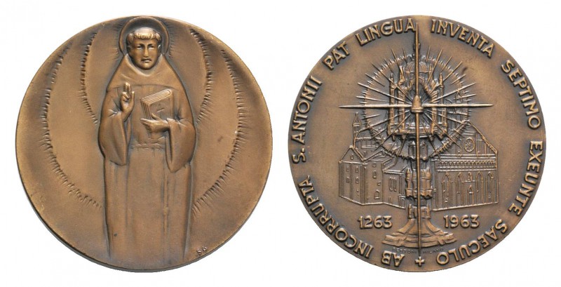 S. Antonio da Padova. Æ Medal 1963 (59mm, 93.36g, 12h). AB INCORRUPTA S. ANTONII...