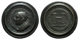 Papal, Paolo II (1464-1471). Æ Medal 1465 (50mm), by Girolamo Paladino. PAVLVS II VENETVS PONT MAX, Bust left. R/ HAS AEDES CONDIDIT ANNO CHRISTI MCCC...