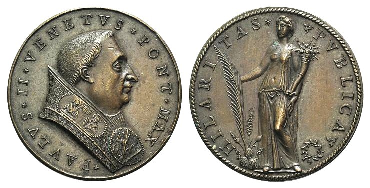 Papal, Paolo II (1464-1471). Æ Medal, 19th century (44mm, 44.44g, 12h), opus Gir...