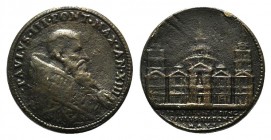 Papal, Paolo III (1534-1559). Æ Medal (39mm), by Alessandro Cesati and Giangiacomo Bonzagni. PAVLVS III PONT MAX AN XIII, Bust right. R/ PETRO APOST P...