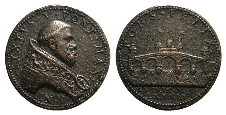 Papal, Sisto V (1585-1590). Æ Medal 1589 (43mm), Niccolò De Bonis. SIXTVS V PONT...