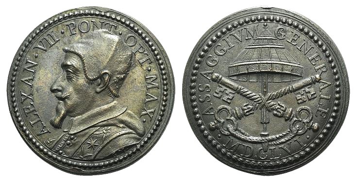 Papal, Alessandro VII (1655-1667). Æ Medal 1656 (33mm, 20.83g, 12h), opus G. Mor...