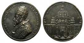 Papal, Alessandro VII (1655-1667), Fabio Chigi. Æ Medal 1662 (72mm), by Gioacchino Franscesco Travani. ALEXANDER VII PONT MAX ANNO M DCLXII, Bust left...