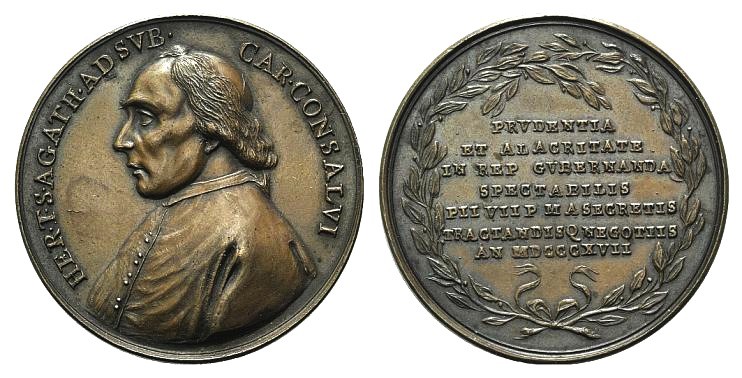 Papal, Pio VII (1800-1823). Æ Medal 1817 (40mm, 34.55g, 12h), opus V. Cocchi. Om...