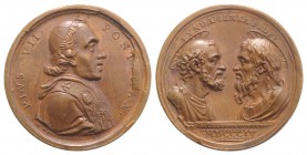 Papal, Pio VII (1800-1823). Barnaba Gregorio Chiaramenti. Travel of Pontiff in Paris; AE (g 28,7 mm 39); Stroke medal year V, 1805. CNORP (Bertuzzi) 4...