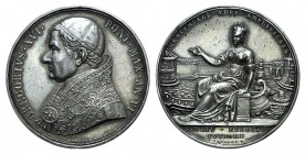 Papal, Gregorio XVI (1831-1846). AR Medal 1836 (43mm, 33.20g, 1h), opus G. Cerbara. GREGORIVS XVI PONT MAX AN VI, Bust l. R/ CENTVMCELL VRBE AMPLIFICA...
