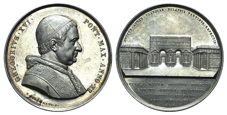 Papal, Gregorio XVI (1831-1846). AR Medal 1841 (43mm, 32.60g, 1h), opus G. Girom...