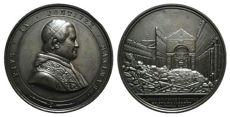 Papal, Pio IX (1846-1878). Æ Medal 1858 (50mm), by G. Cerbara and Giuseppe Girom...