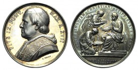 Papal, Pio IX (1846-1878). AR Medal 1862 (44mm, 33.70g, 11h), opus C. Voigt. PIVS IX PONT MAX AN XVII, Bust l. R/ PETRI INOPIAM CHRISTIANI STIPE SVSTE...