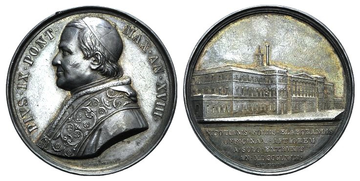 Papal, Pio IX (1846-1878). AR Medal 1863 (43mm, 35.60g, 12h), opus G. Bianchi. P...