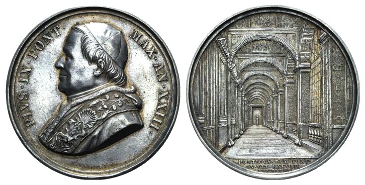 Papal, Pio IX (1846-1878). AR Medal 1868 (43.5mm, 34.05g, 12h), opus G. Bianchi....