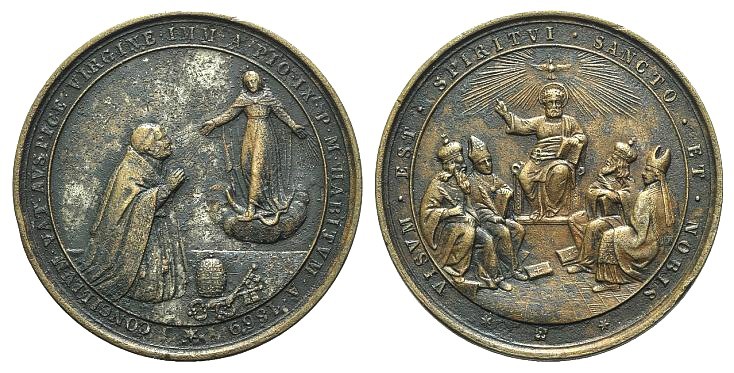 Papal, Pio IX (1846-1878). Æ Extraordinary Medal 1869 (48mm, 52.50g, 12h), F. Sp...