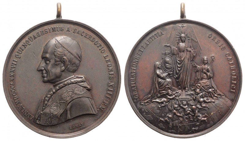 Papal, Leone XIII (1878-1903). Æ Medal 1887 (40mm, 48.40g). Medaglia Straordinar...