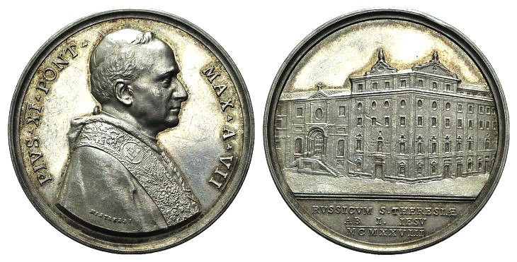 Papal, Pio XI (1922-1939). AR Medal 1928 (44mm, 36.47g, 12h), opus A. Mistruzzi....