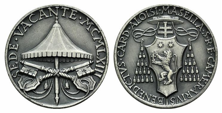 Papal, Sede Vacante 1963. AR Medal (39mm, 26.70g, 12h), issued by Cardinal Camer...
