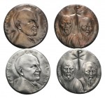 Papal, Paolo VI (1963-1978), lot of 2 AR and Æ Medals (45mm). EF