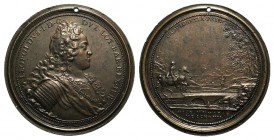 France, Leopold I (1679-1729). Æ Medal (63mm), by Ferdinand de Saint Urbain. LEOPOLDVS I D G DVX LOT BAR REX IER, Bust r. R/ PROVIDENTIA PRINCIPIS / V...