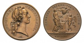 France, Louis XV, Second Marriage of the Dauphin to Marie-Josèph of Saxony (1731-1767). Æ Medal 1747 (41mm, 35.07g, 12h), by F J Marteau. Near FDC