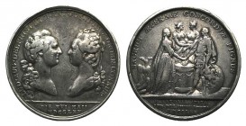 France, Louis XVI (Dauphin, 1774-1792). AR Medal 1770 (41mm), by Duvivier. Marriage of the Dauphin (later Louis XVI) with Marie-Antoinette. LUD AUG DE...
