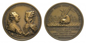 France, Louis XVI and Marie-Antoinette (1774-1793). Æ Medal 1781 (61mm, 119.44g, 12h), by B. Duvivier. Restrike. Nocq. 206. Good EF