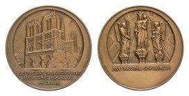 France, Æ Medal 1863 (55mm, 73.19g, 12h), by R. Benard. Notre-Dame Cathedral. Restrike. Good EF