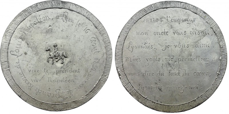 France, Louis Napoleon (1848-1852). Satirical Medal 1850 (68mm, 53.98g). GRANDE ...