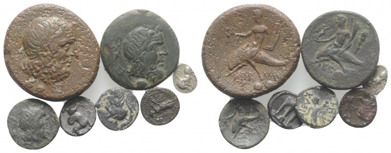 Magna Graecia, lot of 7 AR and Æ coins, to be catalog. Lot sold as is, no return...