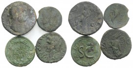 Lot of 4 Æ Greek and Roman coins, including a Very Rare As of Lucania, Thurioi (Copia, Janus / Cornucopia; HNItaly 1935). Lot sold as is, no return