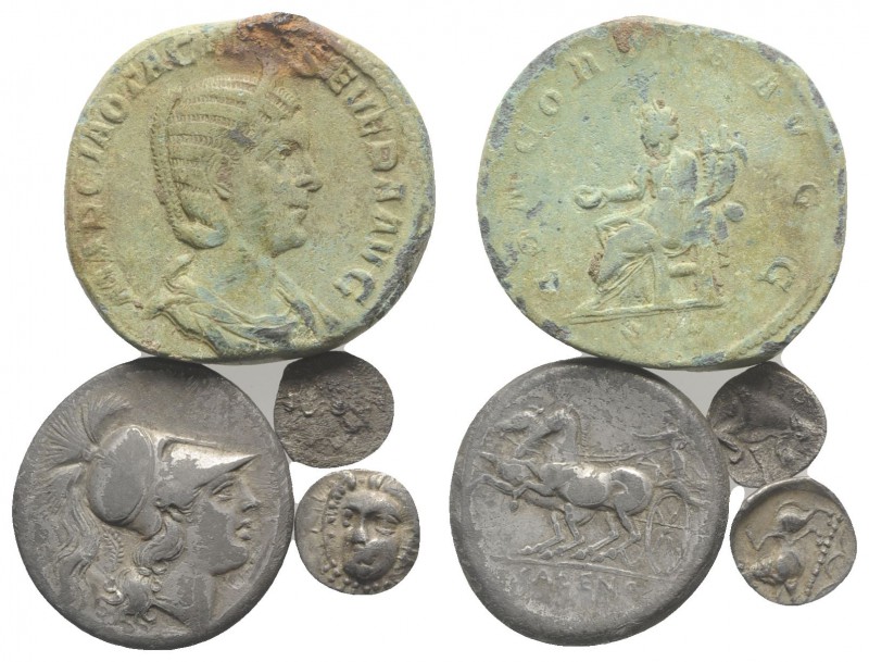 Lot of 4 Greek and Roman AR and Æ coins, to be catalog. Lot sold as is, no retur...