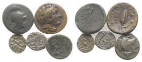 Lot of 5 Greek and Medieval Æ and BI coins, to be catalog. Lot sold as is, no return