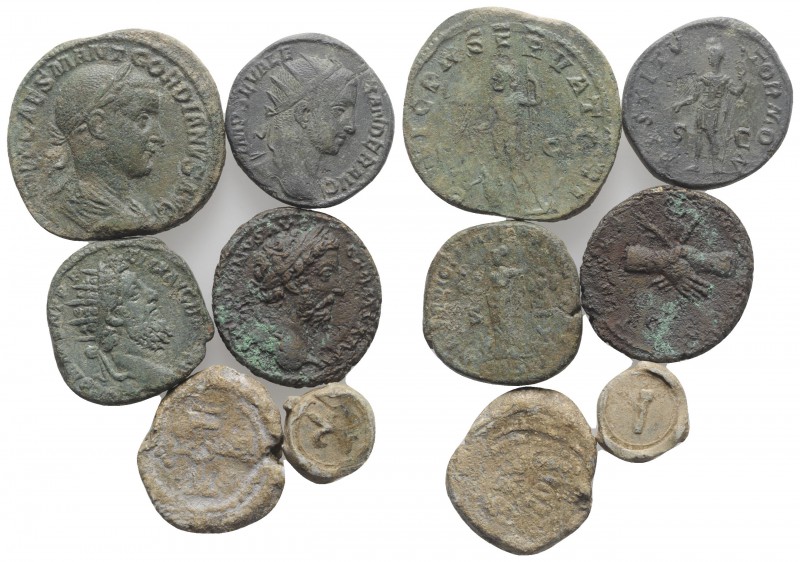 Mixed lot including 4 Roman Æ coins and 2 Byzantine-Medieval lead seals, to be c...