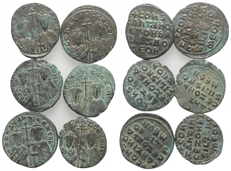 Lot of 6 Byzantine Æ Folles (Constantine VII with Zoe). Lot sold as is, no retur...