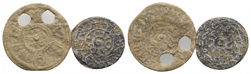 Lot of 2 Islamic PB Tesserae (one pierced), to be catalog. Lot sold as is, no re...