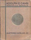 CAHN A. E. Auktion 63. Frankfurt am Main, 15 – April, 1929. I Reinische sammlung munzen und mitterlalters der neuzeit. II . Privatsammlung Koln \ Barb...