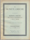 RATTO R. – Milano, 1934. Listino a prezzi fissi N XI. Monete greche dell’Italia continentale e della Sicilia. Pp. 17 -32, nn. 546 – 1082, tavv. 9 – 14...
