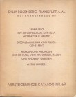 ROSENBERG S. – Katalog Nr 69. Frankfurt am Main, 2 – Dezember, 1930. Sammlung Rev. ERNEST ELLMAN, mitterlalter und neuzeit , spezialsammlung von Julic...