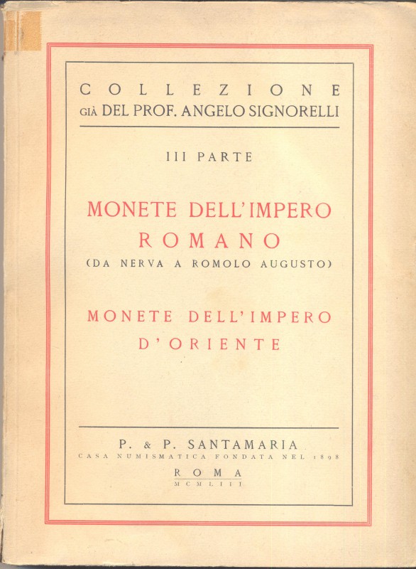 SANTAMARIA P. & P. – Roma, 13 – Marzo, 1953. Collezione A. SIGNORELLI. Vol. III....