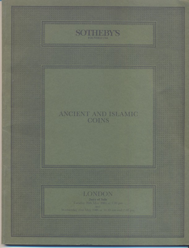 SOTHEBY’S. London, 20 – May, 1986. Ancient and islamic coins. Pp. 55, nn. 689, t...