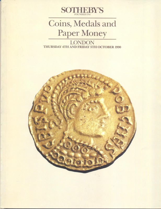 SOTHEBY’S. – London, 4 – October, 1990. Ancient coins, islamic and medals…… nn. ...