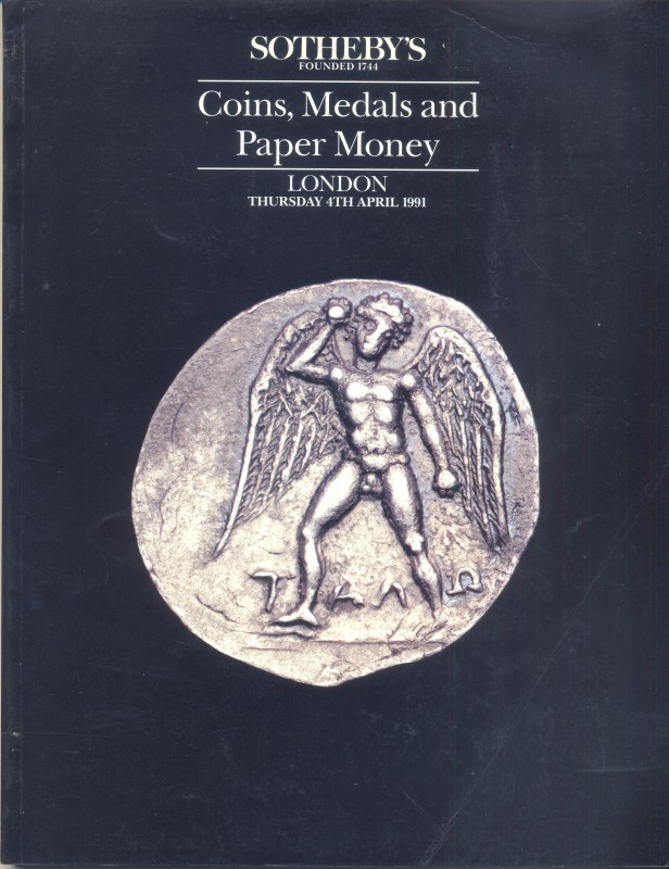 SOTHEBY’S. - London, 4 – April, 1991. Ancient coins, islamic, medals and paper m...