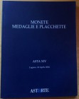 Astarte Asta No. XIV. Monete Medaglie e Placchette. Lugano 24 Aprile 2004. Brossura ed. pp.128 lotti 780, numerose tavv a colori. Ottimo stato.