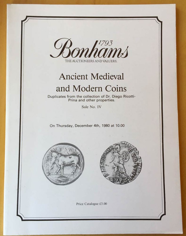 Bonhams in association with V.C. Vcchi & Sons. Sale No. IV. A catalogue of Ancie...