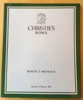 Christie's Roma. Monete e Medaglie. 14 Maggio 1985. Brossura ed., pp.84, lotti 760, tavv. 12 in b/n. Buono stato.