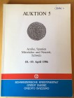 Credit Suisse. Auktion 5. Antike, Spanien Mittelalter und Neuzeit, Schweiz. 18-19 April 1986. Brossura ed. pp. 207, lotti 1633, note a penna. Buono st...